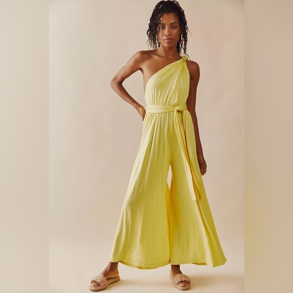 Free people beach Dani Convertible Open-Back One-Piece in citron yellow size S